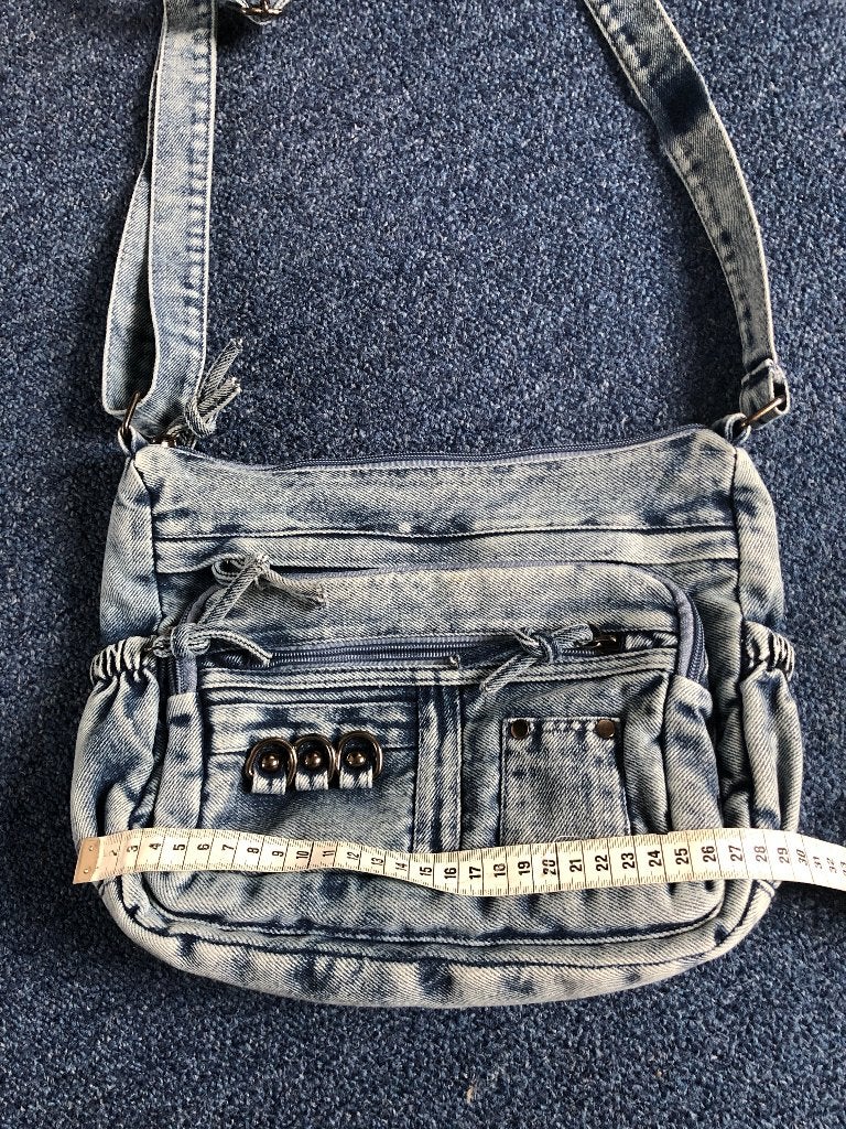 Leuk denim Jeans spijkerstof schoudertas met veel vakken., Sieraden, Tassen en Uiterlijk, Tassen | Schoudertassen, Ophalen of Verzenden