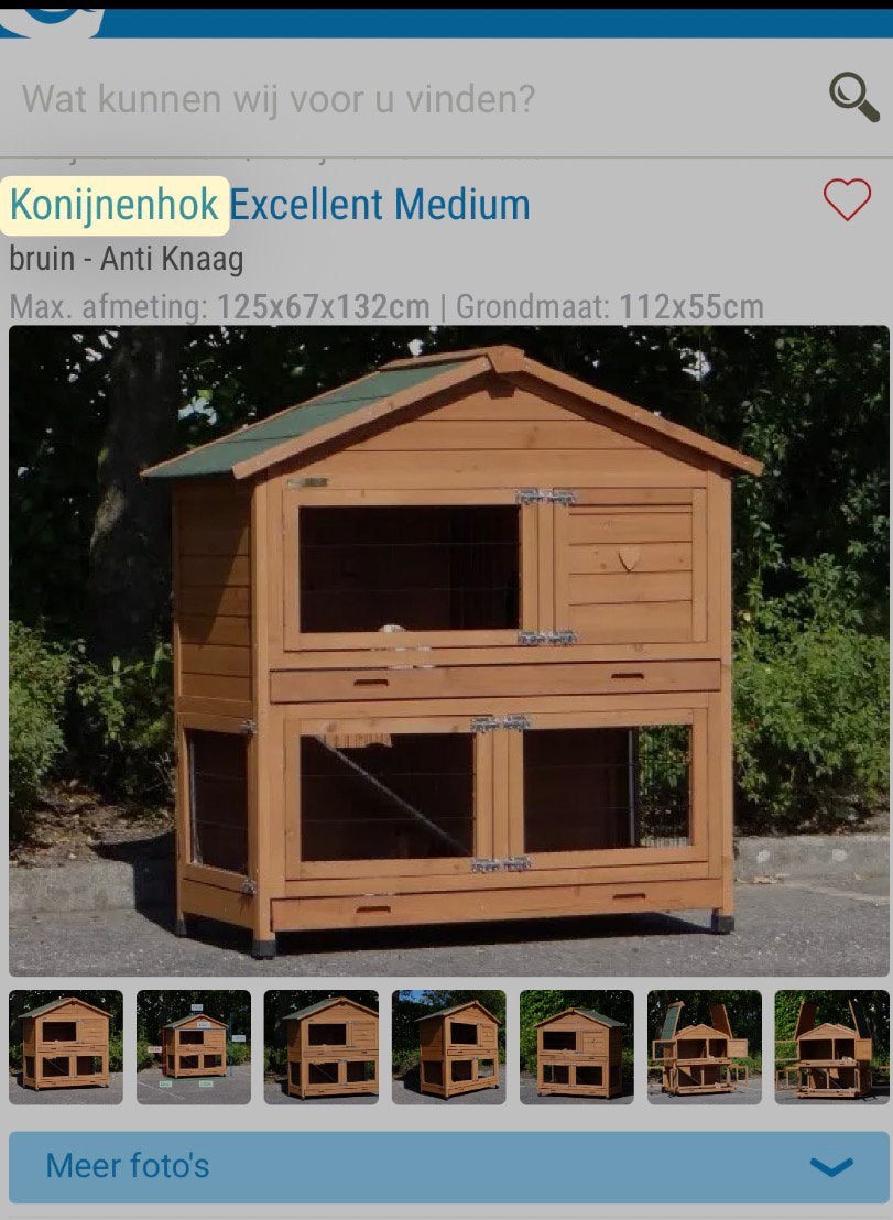 Ruim konijnenhok, Ophalen, 110 cm of meer, Zo goed als nieuw, 90 cm of meer