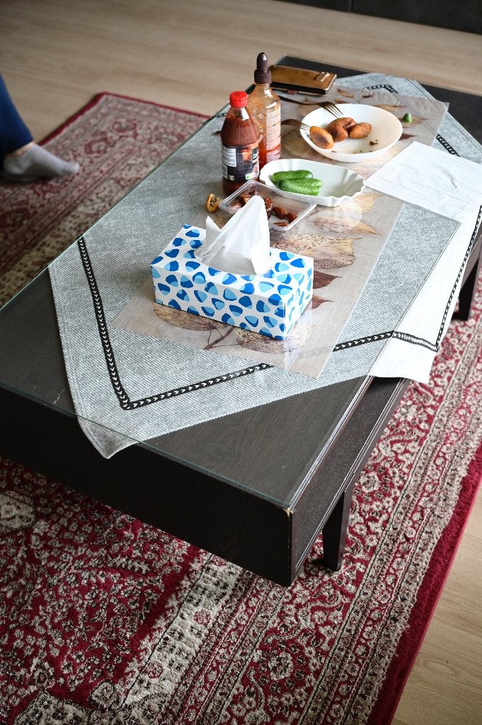 salon tafel / table, Ophalen, Gebruikt, 50 tot 100 cm, Glas