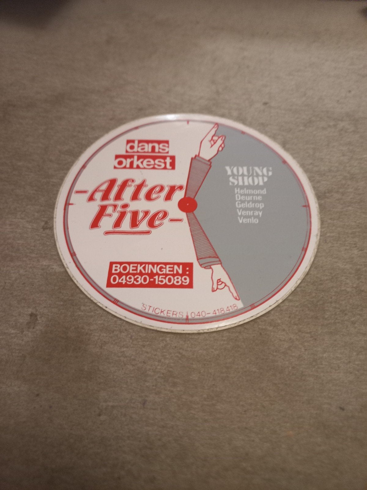 Vintage Dansorkest After Five Sticker - Young Shop, Ophalen of Verzenden