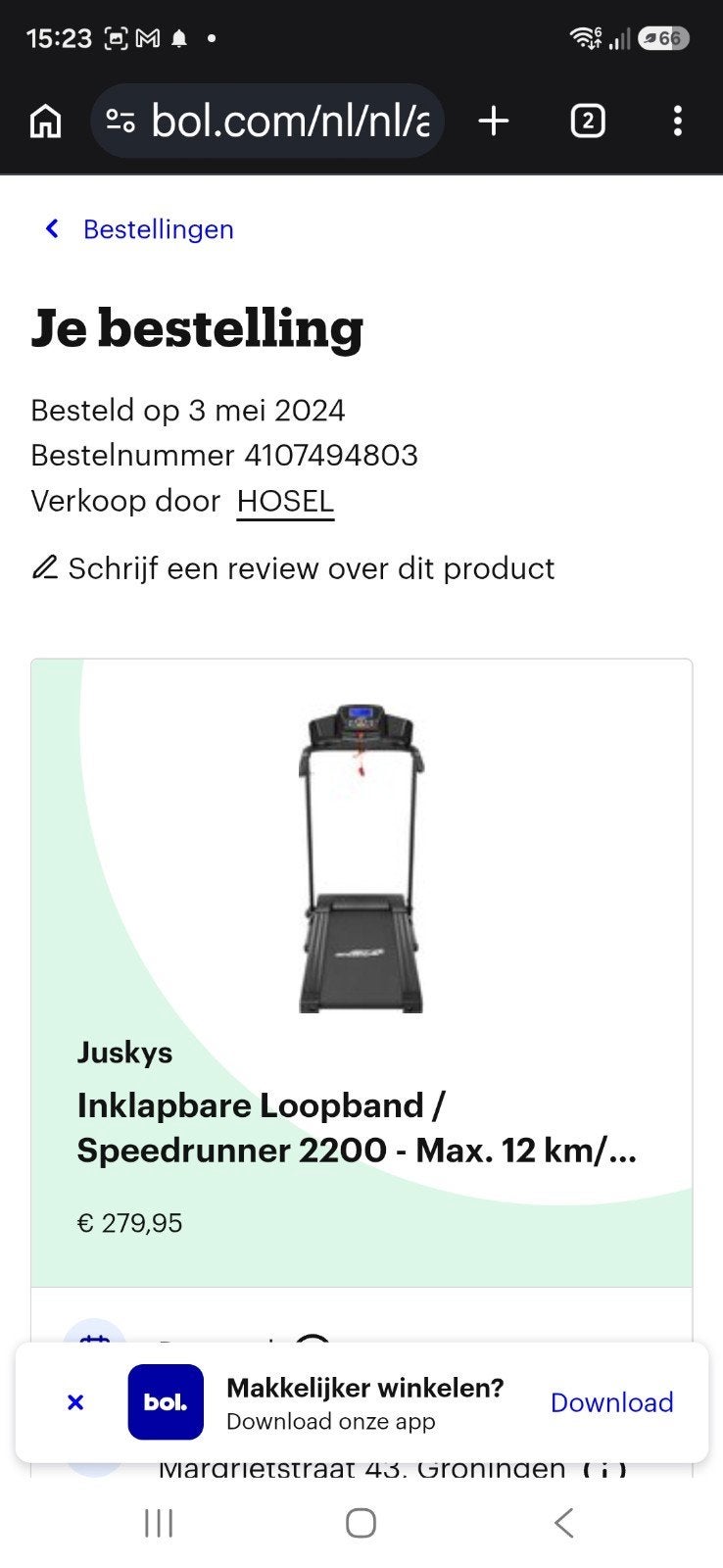 loopband, Sport en Fitness, Fitnessapparatuur, Ophalen, Zo goed als nieuw, Loopband