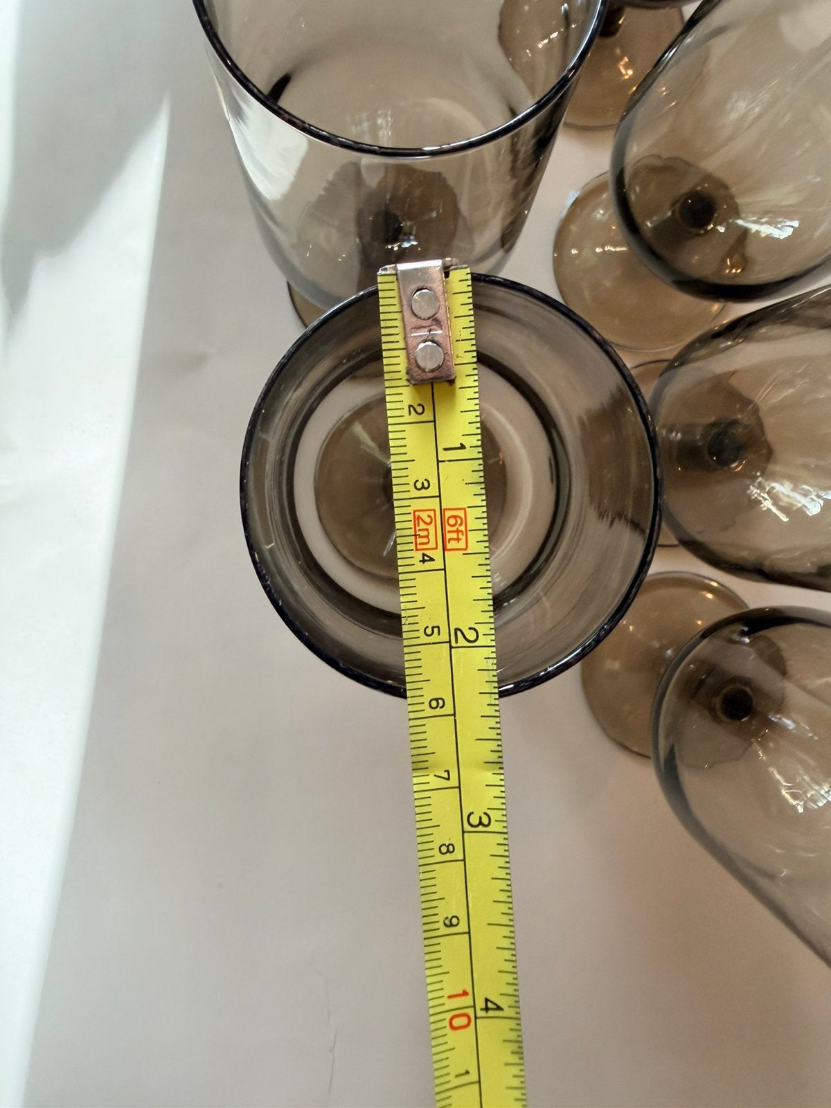 6 vintage Luminarc rookglas glazen (jaren '70), Ophalen of Verzenden, Zo goed als nieuw, Overige typen