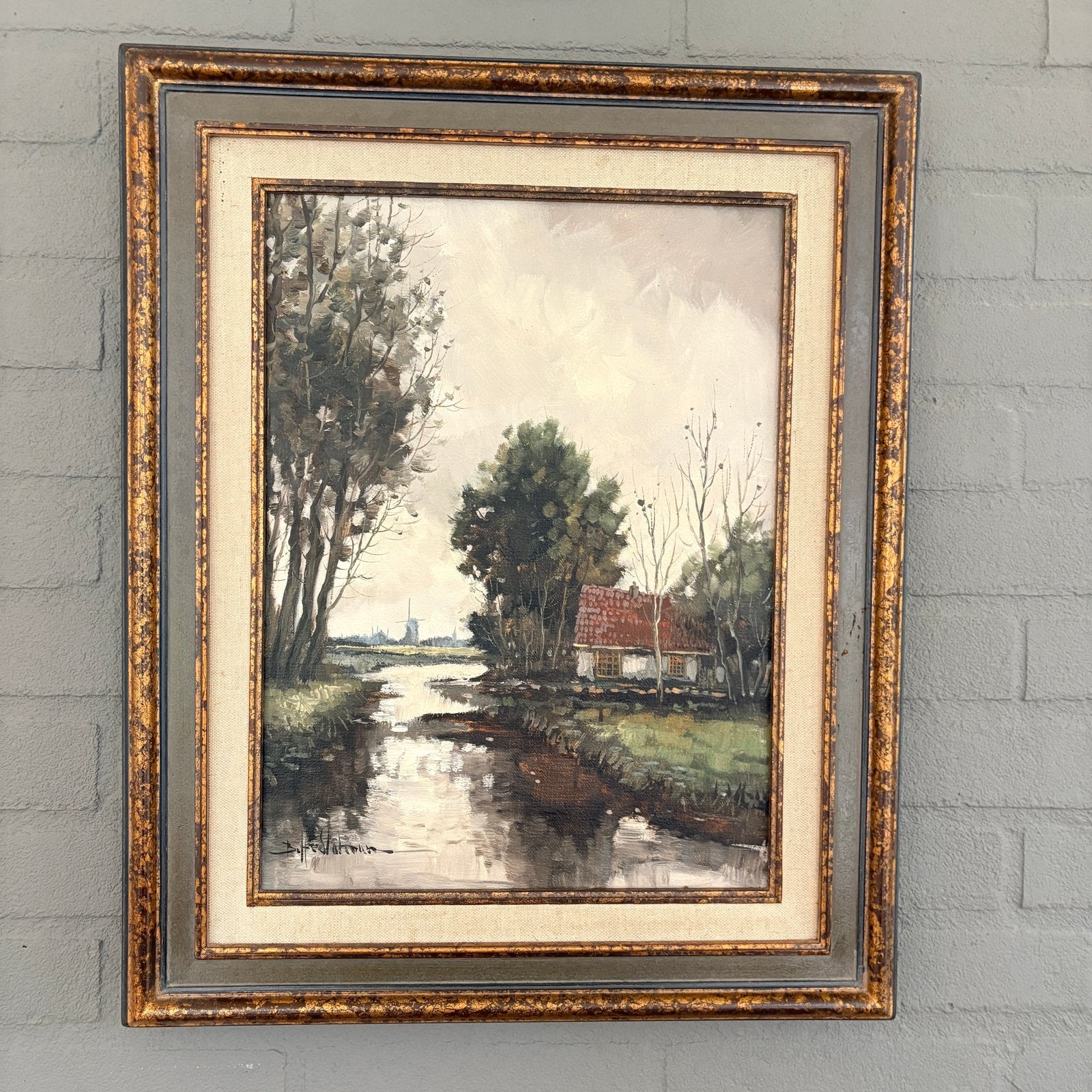 Olieverf van BH Slotman (pseud. Jack J. van der Put *1939), Antiek en Kunst, Doek, Impressionistisch, Ophalen of Verzenden, Landschap