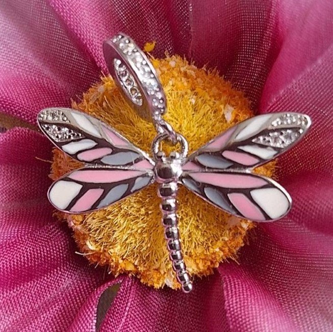 Zilveren kettinghanger libelle, Verzenden, Cuijk, Info@winkli.nl, Roze