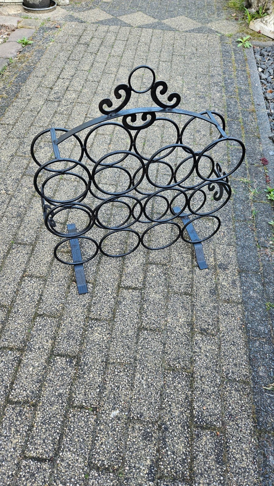 Zwart ijzeren wijnrek voor 12 flessen, Huis en Inrichting, Woonaccessoires | Wijnrekken, Ophalen, Gebruikt, 5 tot 15 flessen, Metaal