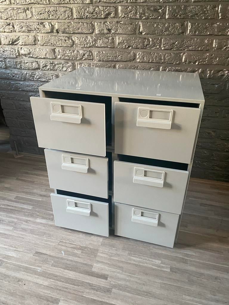 Vintage Industriële Bisley Ladekast Stapelbaar, Ophalen, 25 tot 50 cm, Kunststof, Minder dan 100 cm