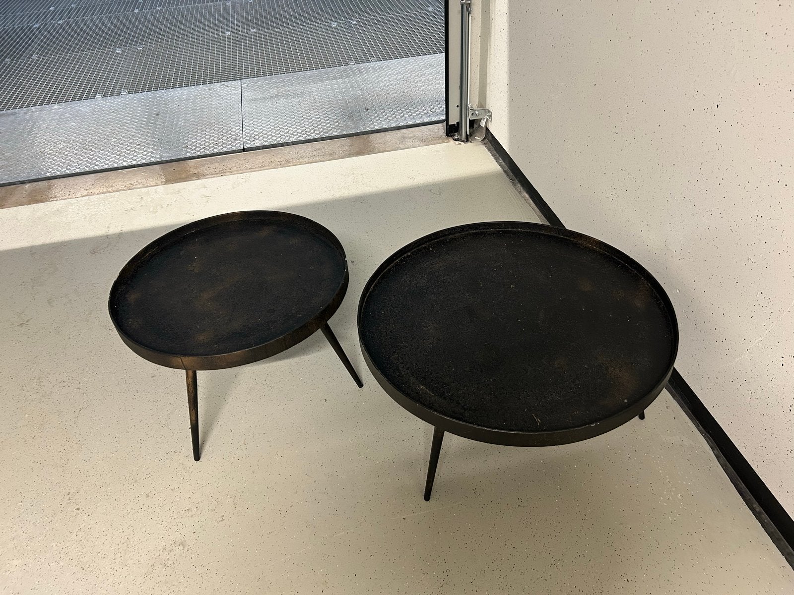 Set salontafels: grote 75 cm, kleine 58 cm, Huis en Inrichting, 50 – 75, Gebruikt, Rond, 50 tot 100 cm