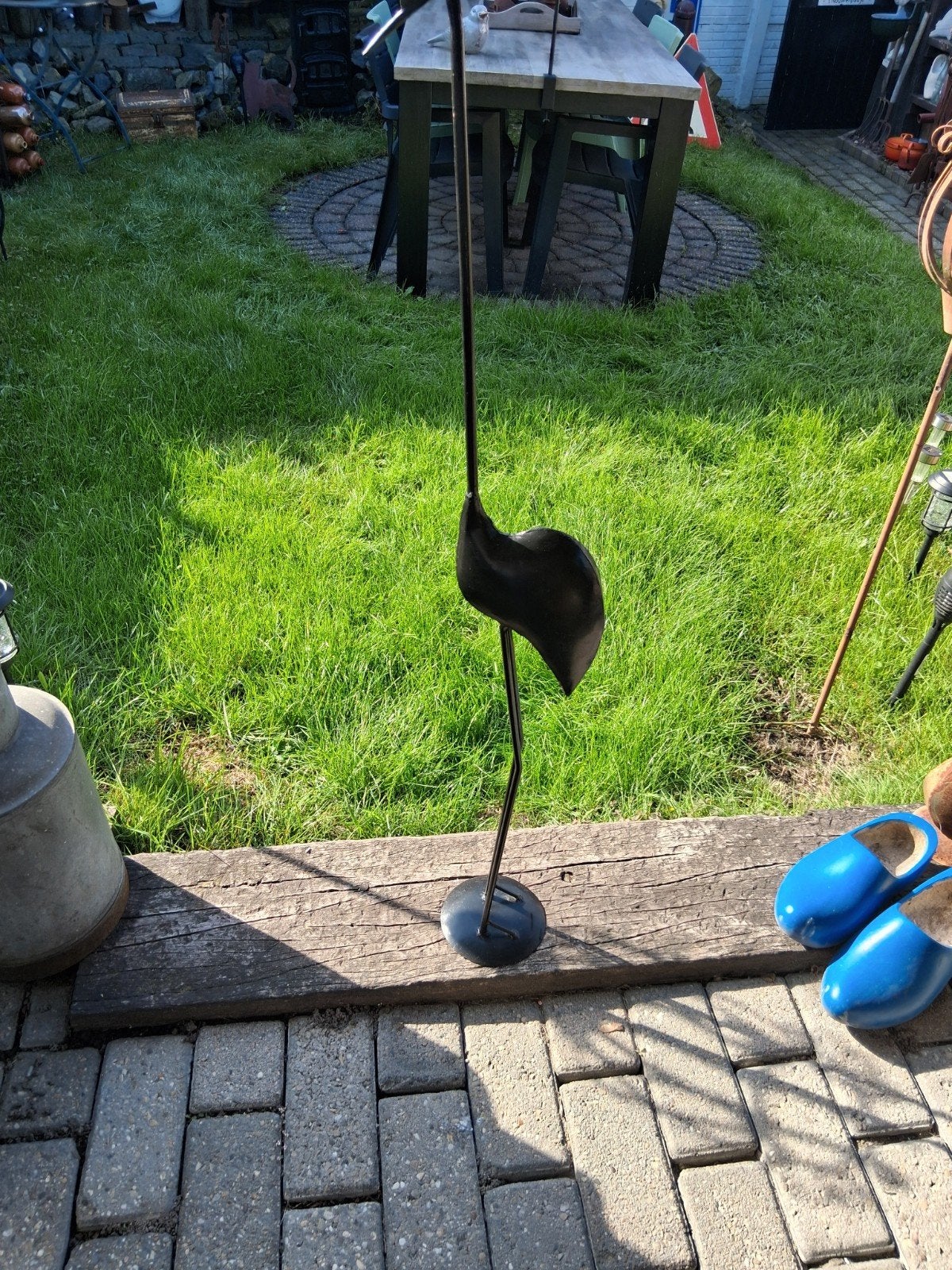 Metalen tuindecoratie:  kraanvogel, Ophalen, Gebruikt, Metaal, Dierenbeeld
