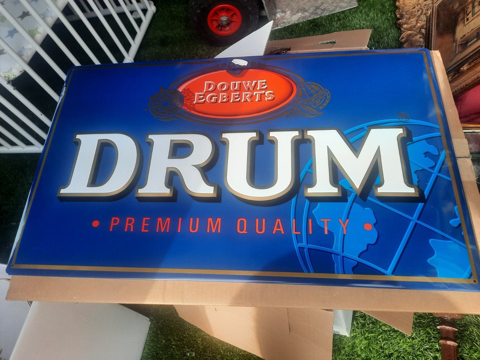 Vintage Drum Douwe Egberts Reclamebord - Premium Quality, Ophalen of Verzenden, Nieuw, Reclamebord