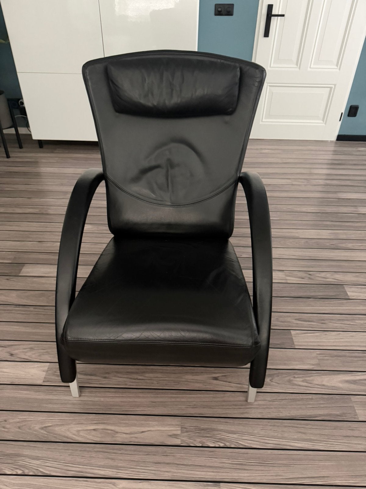 Rolf Benz 3100 relax fauteuil zwart leder, Huis en Inrichting, Fauteuils, Ophalen, Gebruikt, Minder dan 75 cm, Leer