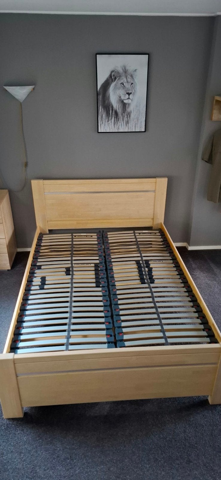 Tweepersoonsbed met lattenbodems - Hout, 140x200 cm