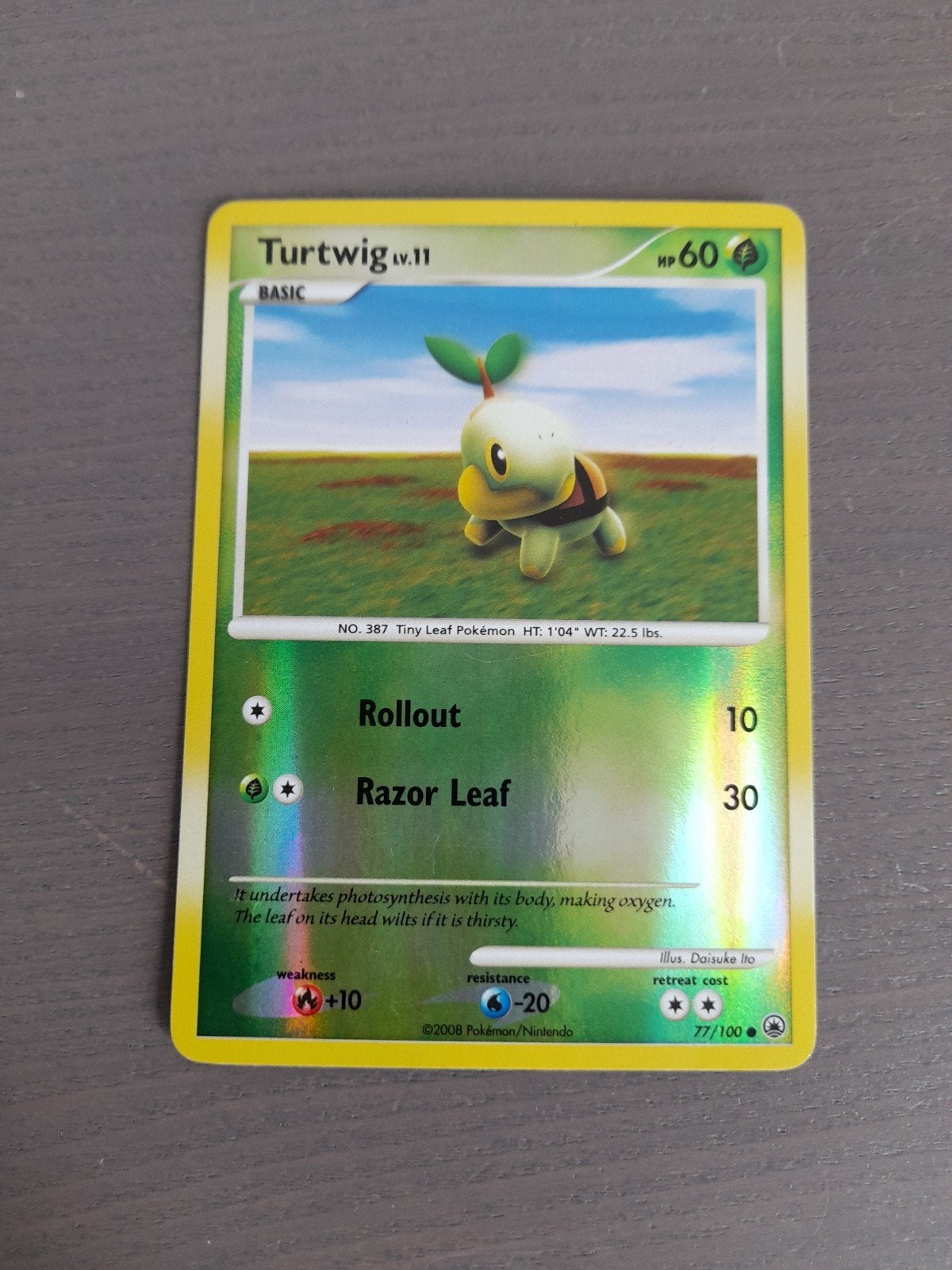 Majestic dawn 77/100 turtwig reverse, Ophalen of Verzenden, Gebruikt, Losse kaart, Foil