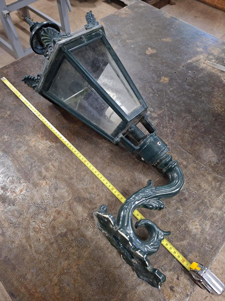 Groene buitenlamp, wandlamp, lantaarn, Ophalen, Gebruikt, Wandlamp, Aluminium