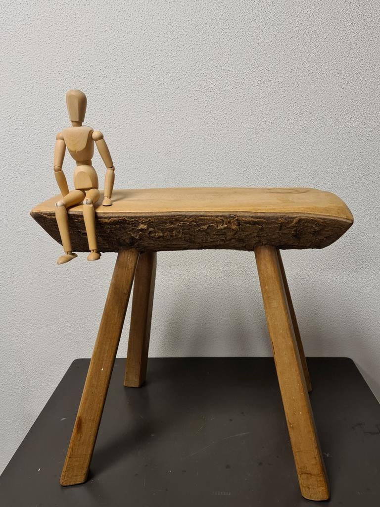 Boomstam kruk Bijzettafeltje Hobo, Ophalen, Hout