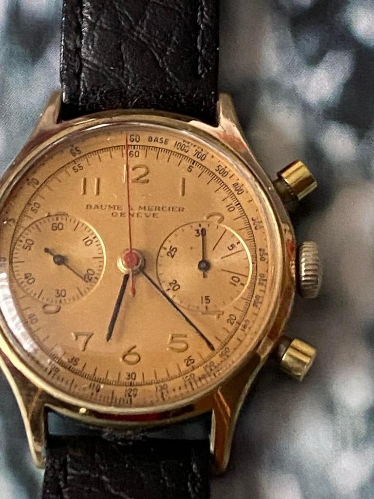 BAUME & MERCIER GENÈVE Lanteren L48 Chronograaf Horloge, Overige merken, Polshorloge, Ophalen of Verzenden, Goud