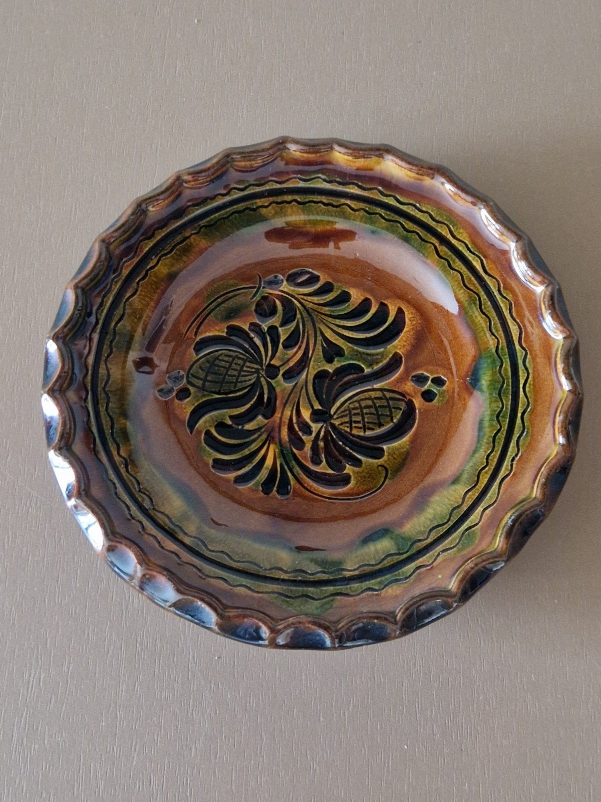 Vintage Keramische Wandplaat met Bloemmotief, Antiek en Kunst, Ophalen of Verzenden