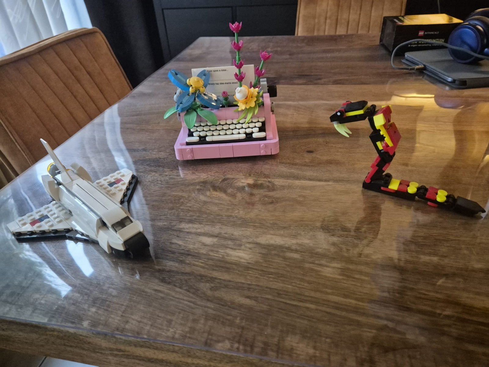 Lego set: typemachine, ruimteschip en slang, Ophalen of Verzenden, Zo goed als nieuw, Overige merken