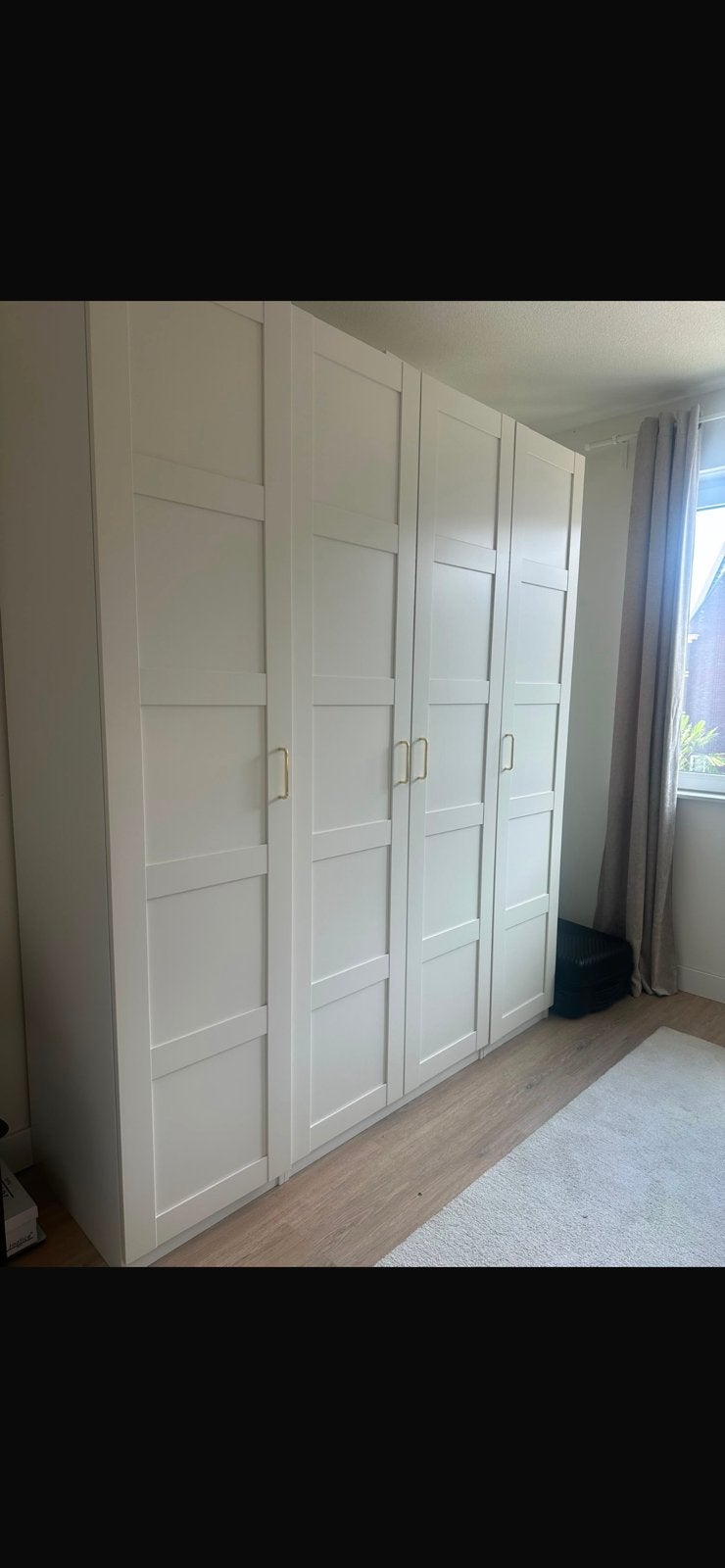 Ikea PAX kast met fronten BERGSBO met gouden handvaten., Met deur(en), 200 cm of meer, 150 tot 200 cm, Ophalen of Verzenden