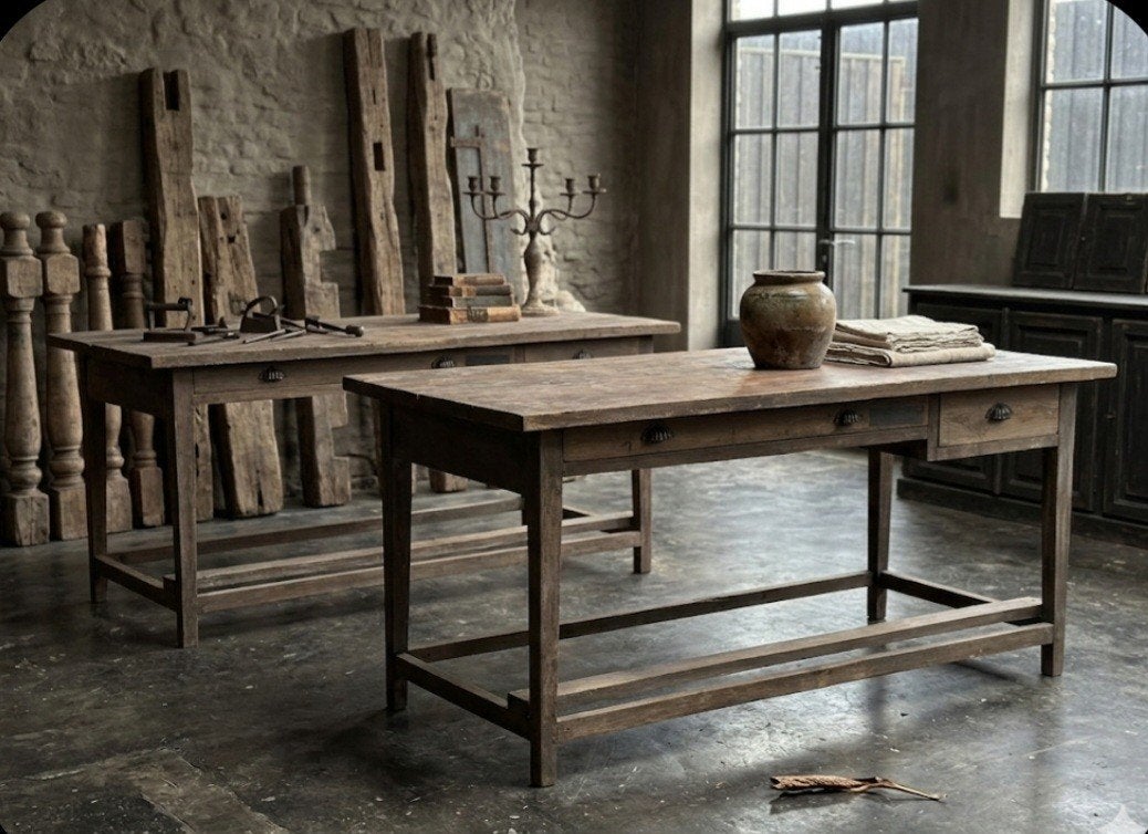 Oude Werkbank Werktafel - Stoer, Sober, Landelijk, Antiek en Kunst, Ophalen