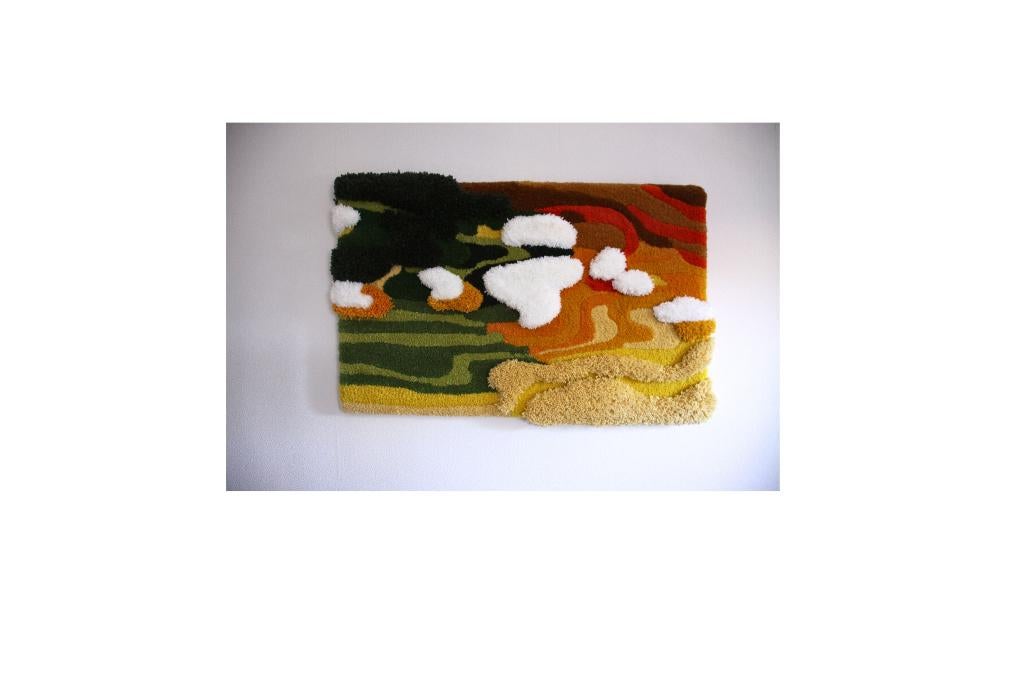 Hangemaakte Getuften Wandkleed: Balinese Rijstvelden 50x70, Ophalen of Verzenden