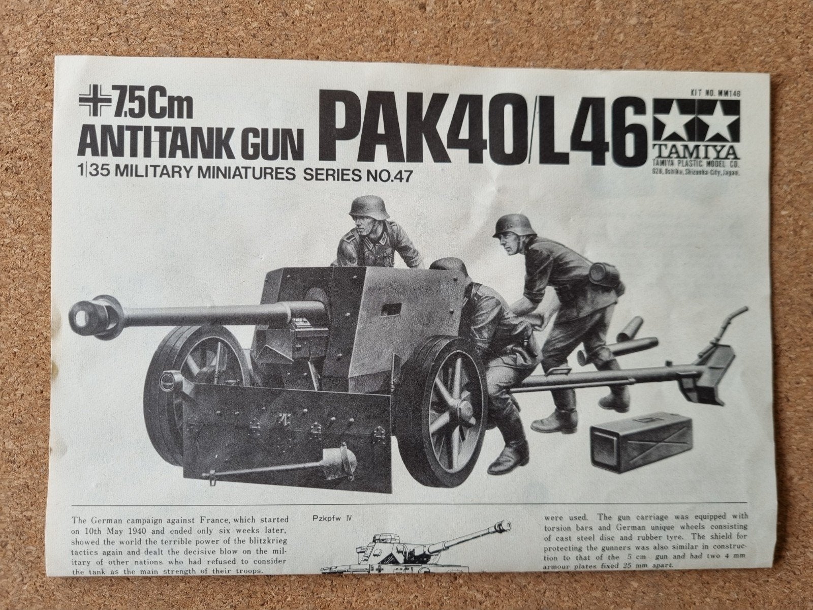 Tamiya MM148 PAK40/L46 1:35 zonder fig/doos, 1:32 tot 1:50, Overige typen, Nieuw, Ophalen of Verzenden