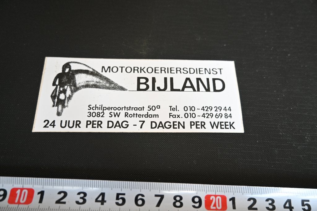 sticker Rotterdam Motorkoeriersdienst BIJLAND Schilperoortst, Ophalen, Zo goed als nieuw