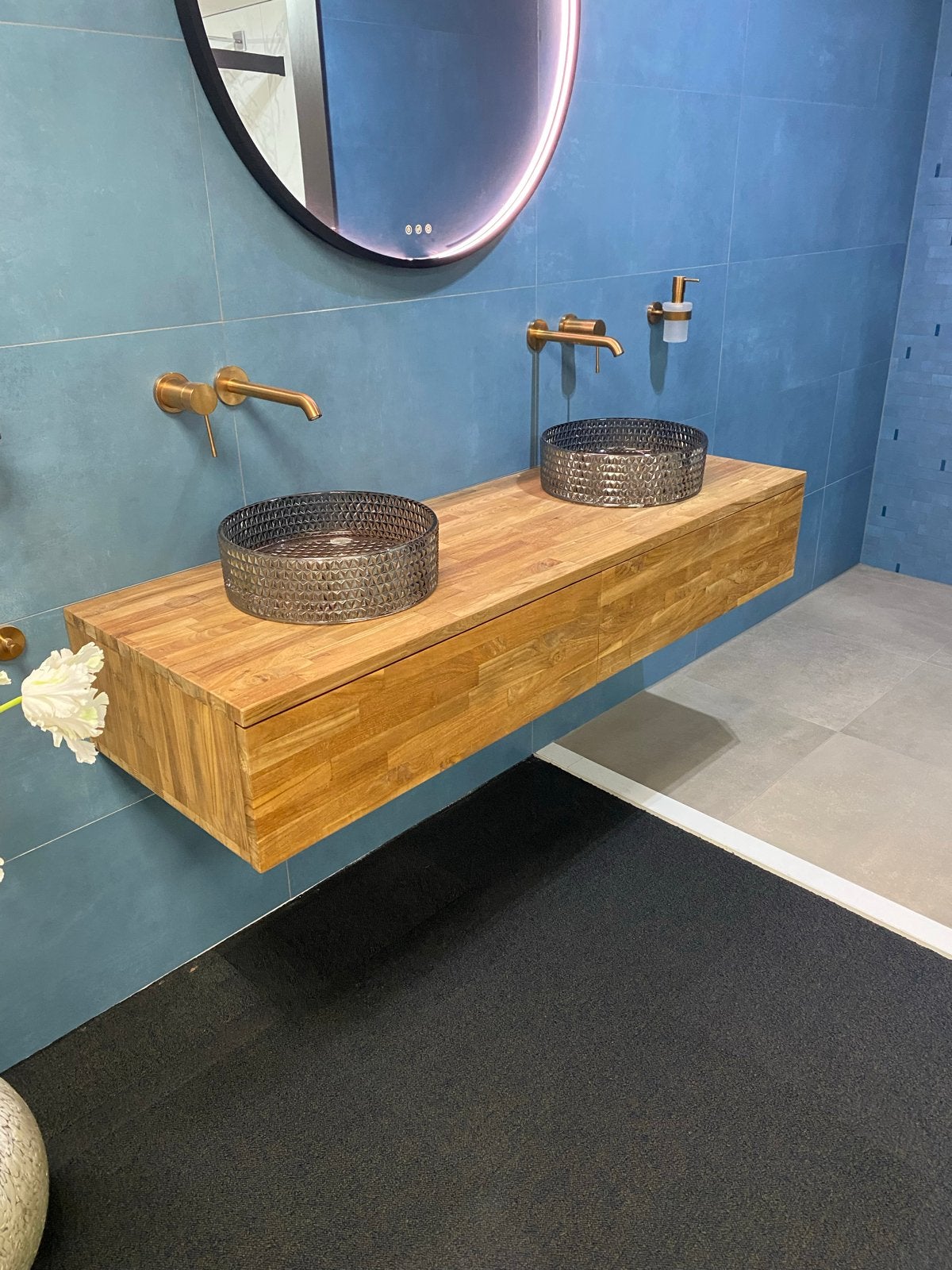 Houten wastafelmeubel 150cm van teak & living, Ophalen, 100 tot 150 cm, Zo goed als nieuw, Minder dan 100 cm