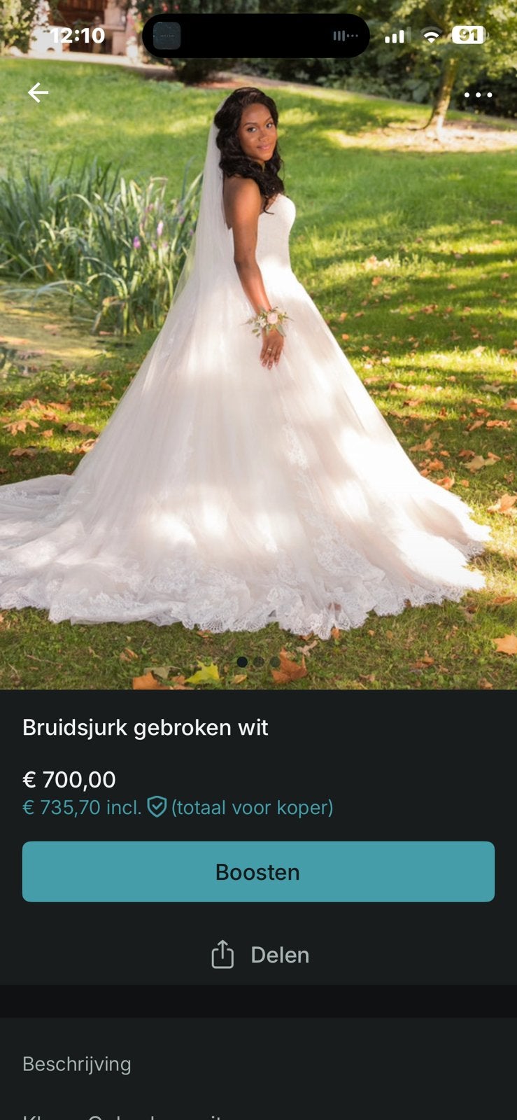 Bruidsjurk gebroken wit, Ophalen of Verzenden, Zo goed als nieuw, Wit, Trouwjurk