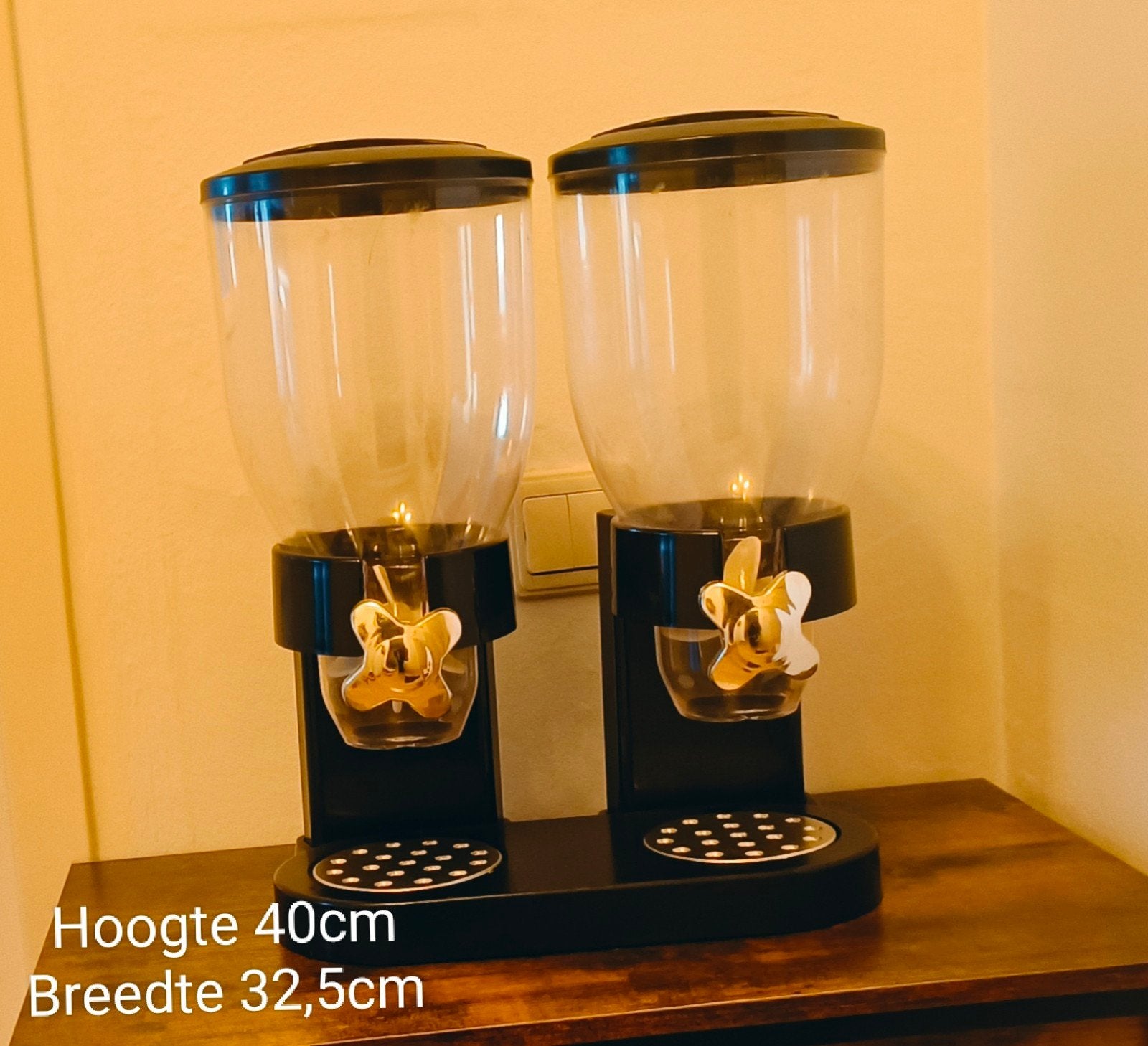 2-delige Dispenser voor Granen/Snoep - 40x32,5cm, Kunststof, Ophalen of Verzenden, Zwart, Overige typen