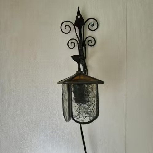 Vintage wandlampje met glas in lood, Ophalen of Verzenden