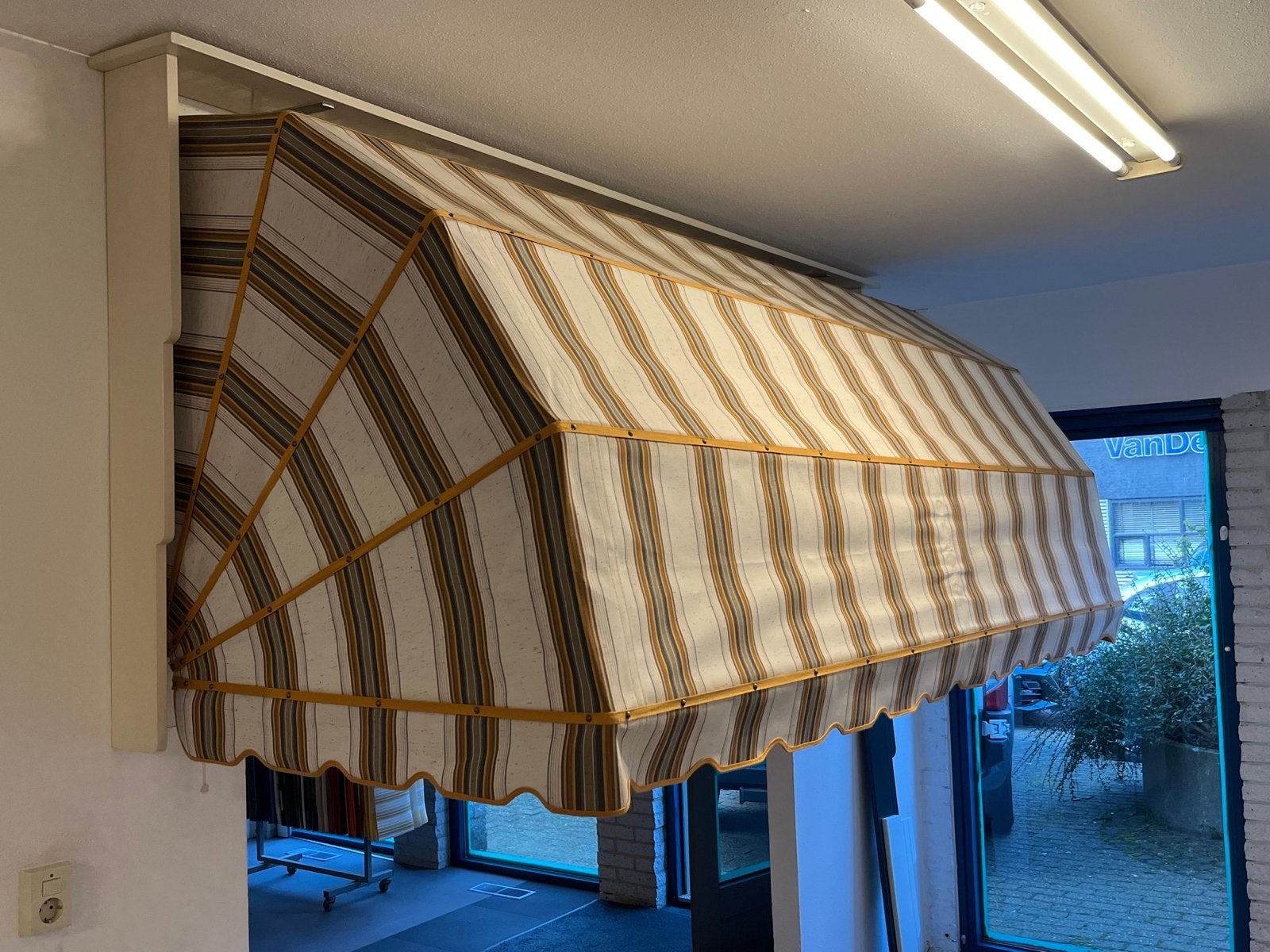 Hardhouten markies met red ceder luifels 250x100, Ophalen, Gebruikt, Markies, 250 cm tot 450 cm