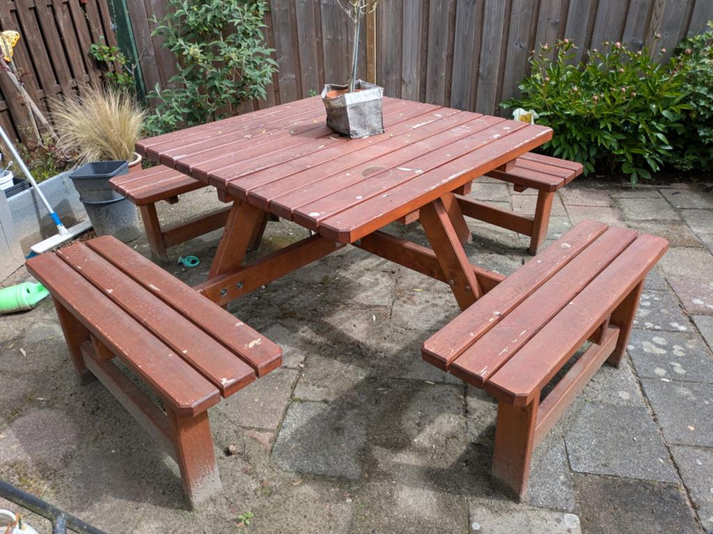 Vierkante picknicktafel, Ophalen, Vierkant, Hout
