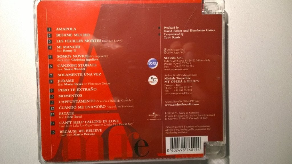 Andrea Bocelli - Amore, Ophalen of Verzenden, Zo goed als nieuw, Pop, Album