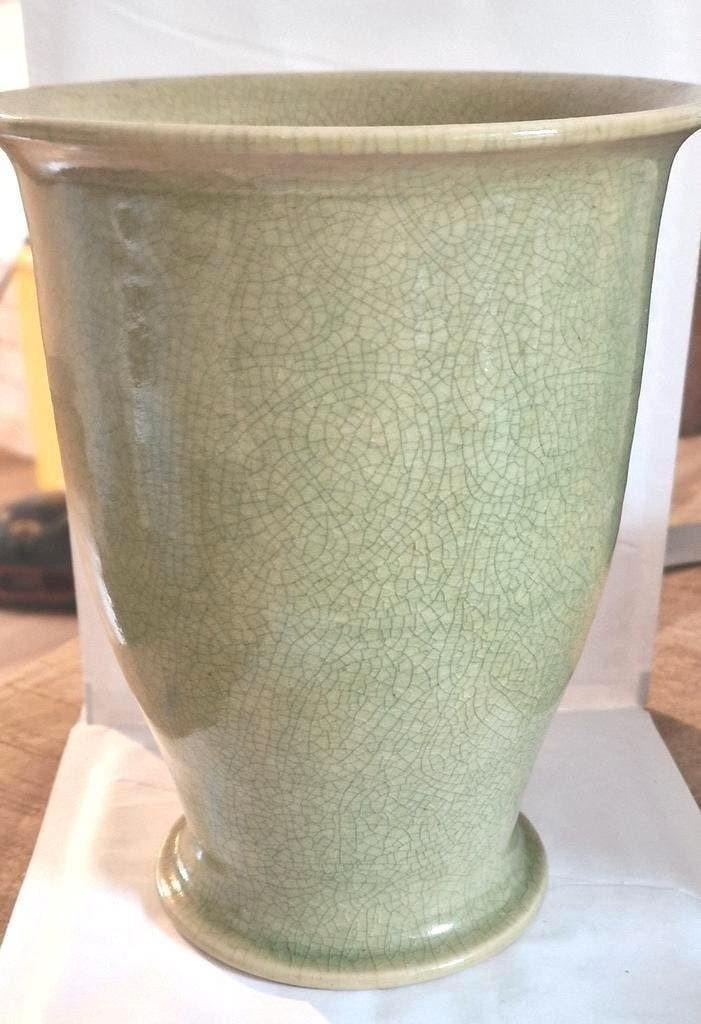 Craquelé glazuur celadon vaas, Ophalen of Verzenden