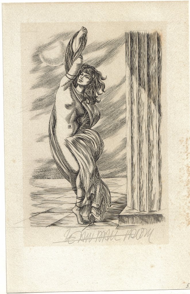 Jean Paul Vroom gravure "Salomé in Vol Ornaat", gesigneerd, Ophalen, Minder dan 50 cm, Gebruikt, Overige typen