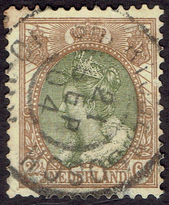 Nederland 1899, Koningin Wilhelmina, 22½ cent, bruin/olijf, Postzegels en Munten, Verzenden, T/m 1940, Gestempeld