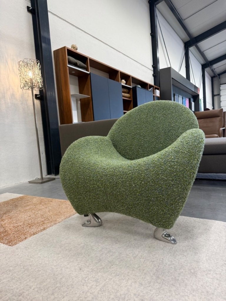 Nieuw Leolux Papageno Fauteuil groen stof Design stoel, Leolux, Info@leolux.nl, Nieuw, 75 tot 100 cm