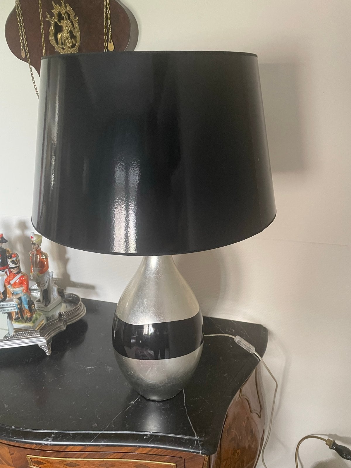 Moderne Tafellamp Zilver/Zwart - Driehoek Meubelen, Ophalen, Gebruikt, Sfeerlamp, Metaal