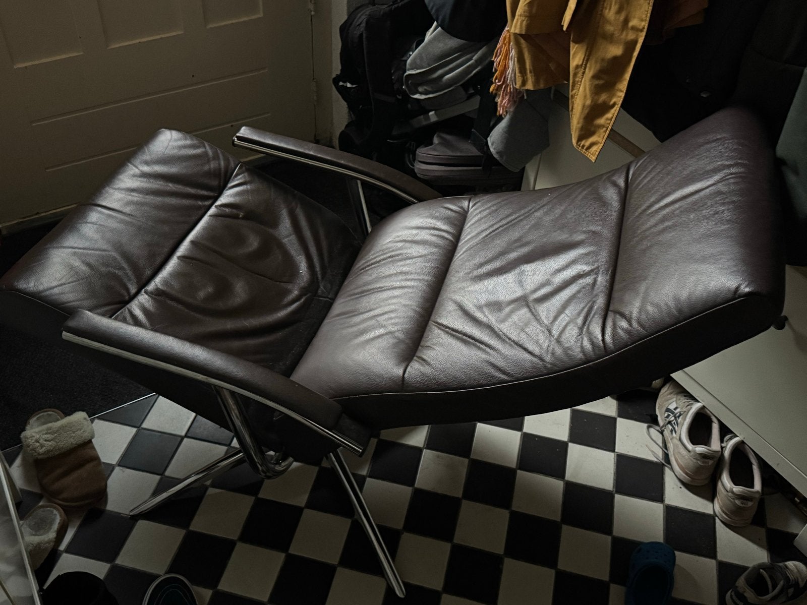 Montel fauteuil - Bruin leer, Gebruikt, Bruin, Leer, Ophalen of Verzenden