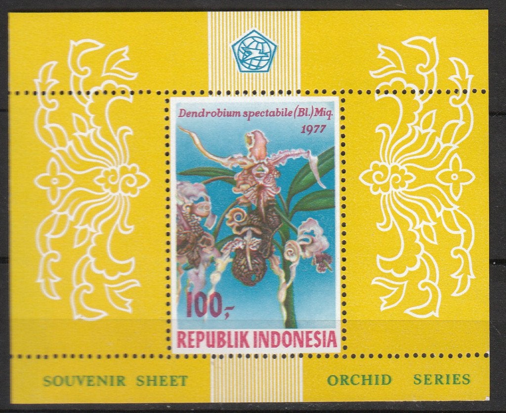 T650 indonesie 1977 blok 24a orchideeen getand, Ophalen of Verzenden, Postfris, Zuidoost-Azië