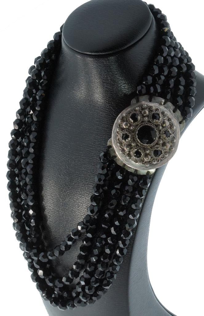 Gitten ketting antiek grote zilveren sluiting 5-strengs dame