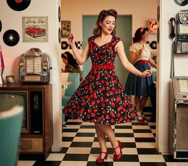 NIEUW Prachtige Lindy Bop Retro Cherry Swing Jurk maat 34 36, Nieuw, Ophalen of Verzenden, Lindy bop, Maat 34 (XS) of kleiner