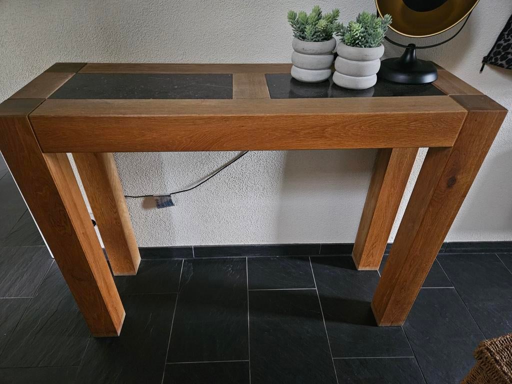 Haltafel eikenhout met leisteen inleg 120x40x90 cm, Ophalen, Rechthoekig, 75 cm of meer, 60 cm of meer
