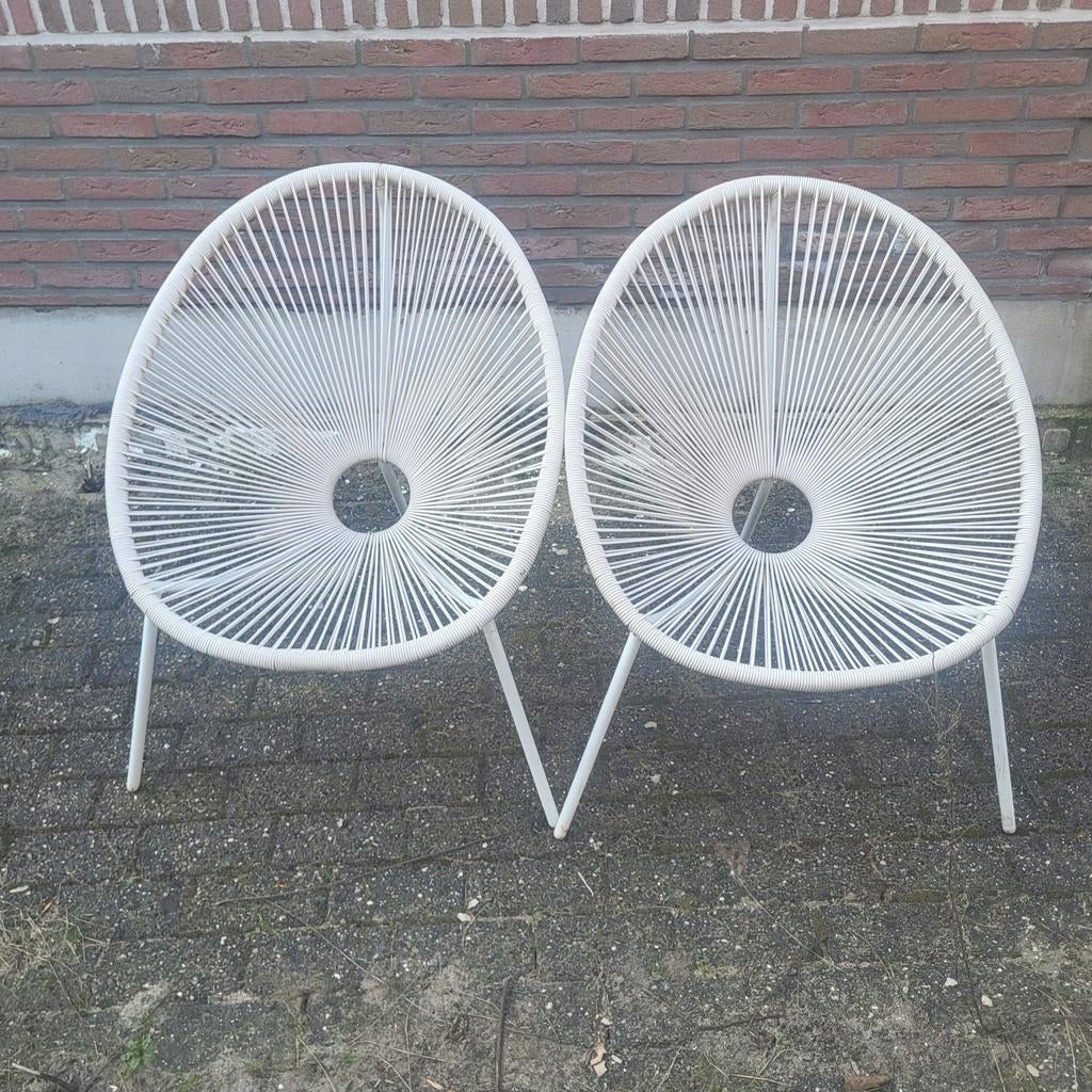 2 Witte luxe tuinstoelen., Ophalen of Verzenden, Zo goed als nieuw, Kunststof