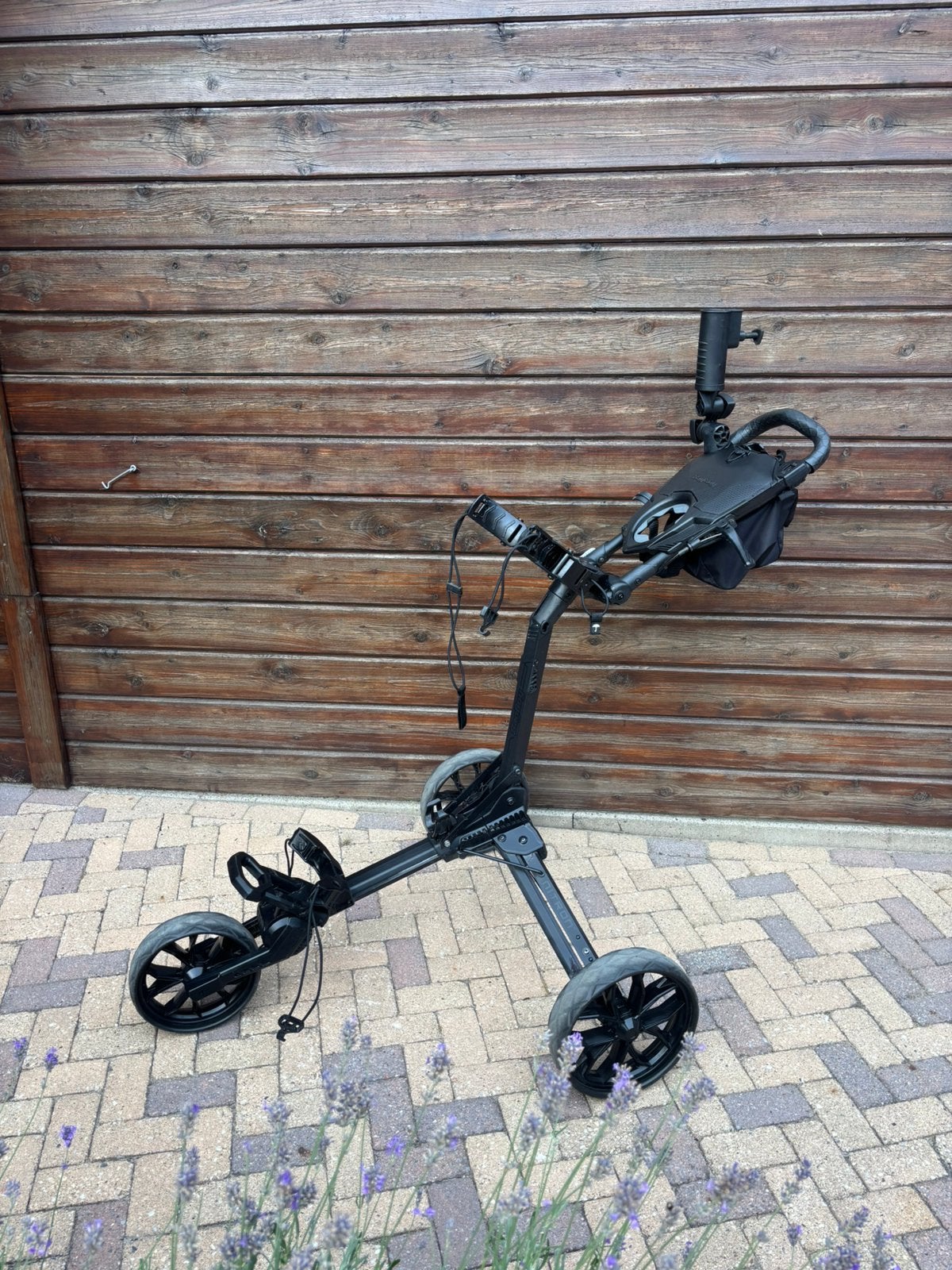 Bagboy Nitron golfkar zwart zgan met parapluhouder, Sport en Fitness, Ophalen, Zo goed als nieuw, Golfkar, Overige merken