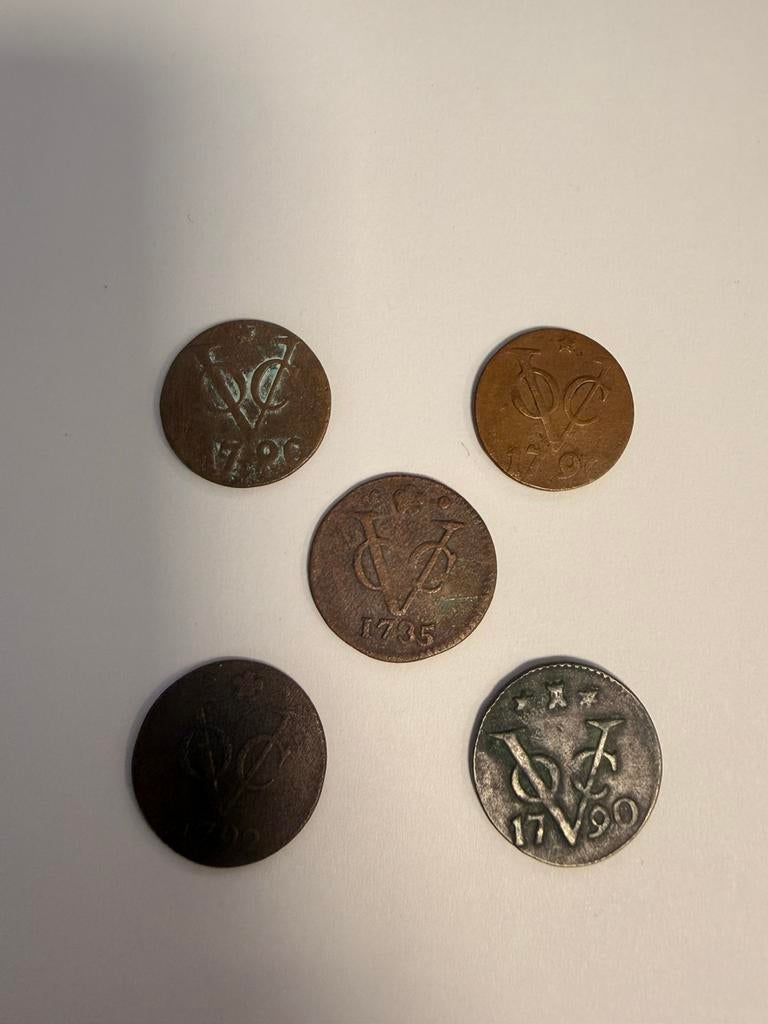 Partij VOC munten (18e eeuw) – 1735 t/m 1792 – 5 stuks, Ophalen of Verzenden, Nederland, Munten
