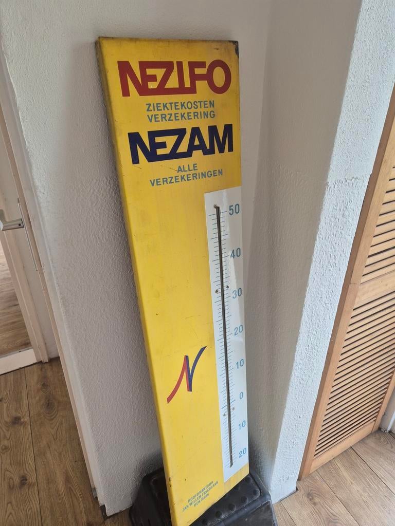 Oud emaille bord thermometer NEZIFO NEZAM - defect, Ophalen of Verzenden