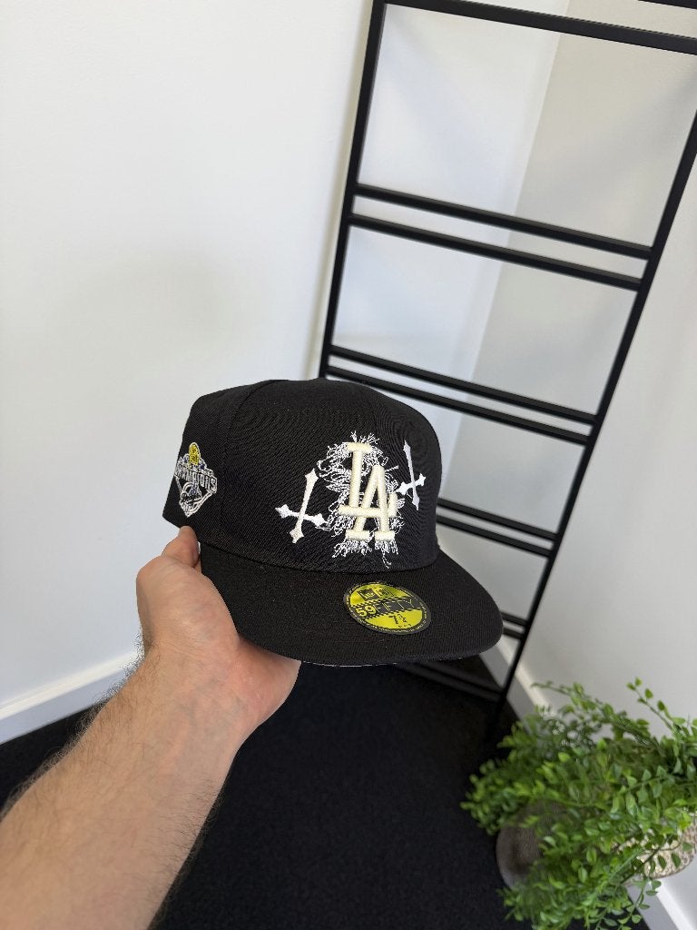 New Era LA Dodgers Fitted Cap - Zwart met Witte Details, 60 cm (XL, 7½ inch) of meer, Verzenden, Nieuw, Pet