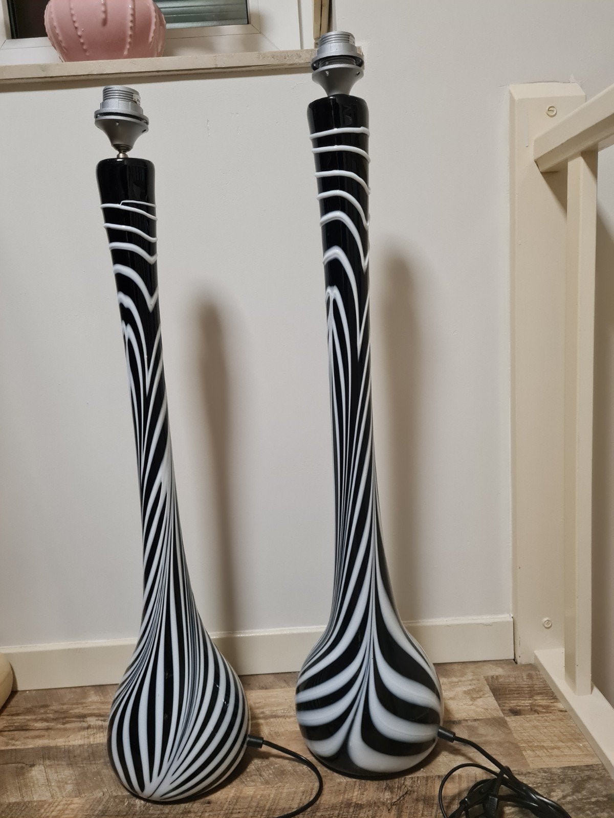 2 Mondgeblazen Italiaanse Lampen Murano Stijl, Huis en Inrichting, Lampen | Vloerlampen, Ophalen, Murano stijl, E27 (groot), Minder dan 100 cm