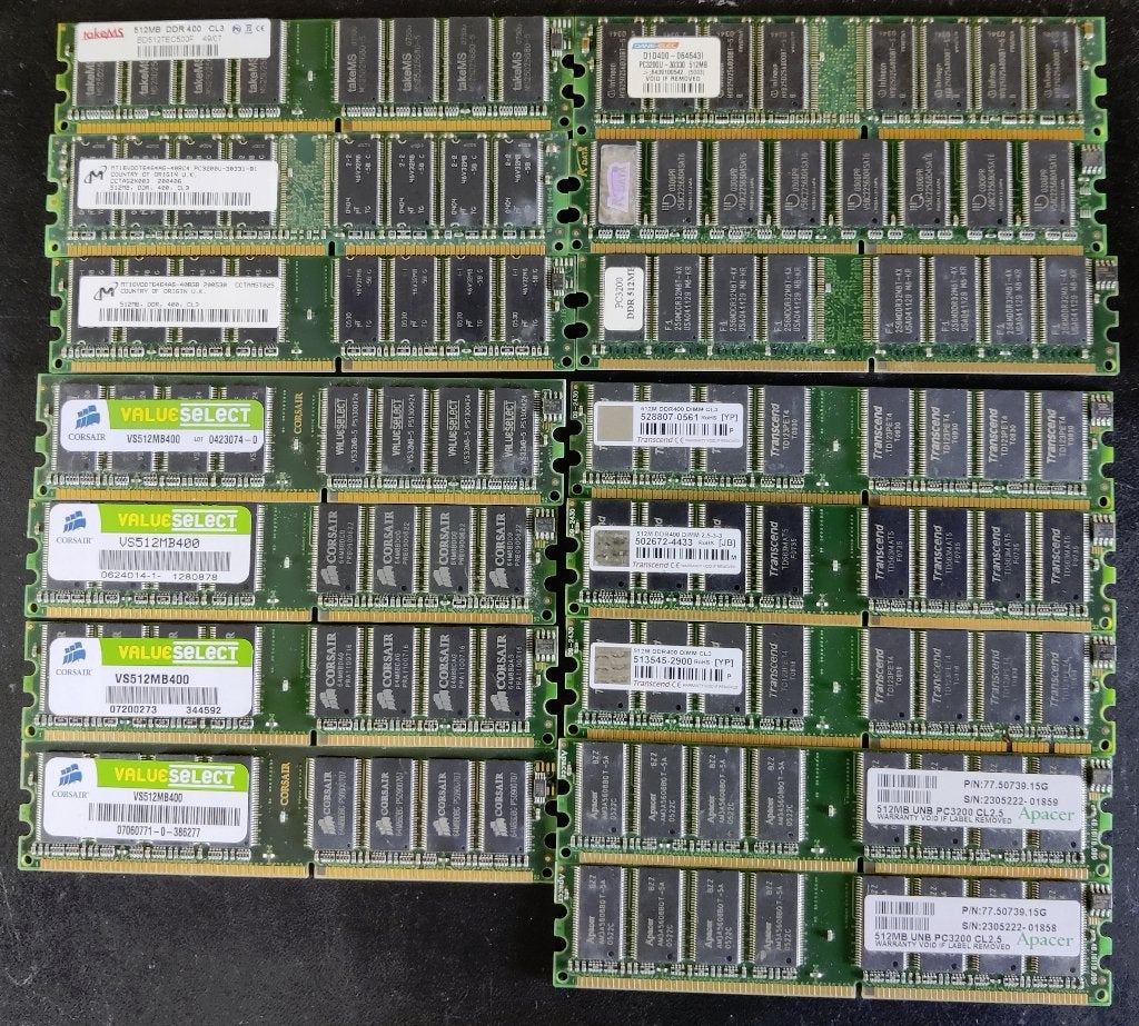 15 X 512MB DDR1 [MEM714] 9-6, Computers en Software, RAM geheugen, Ophalen of Verzenden, Gebruikt, DDR, Desktop